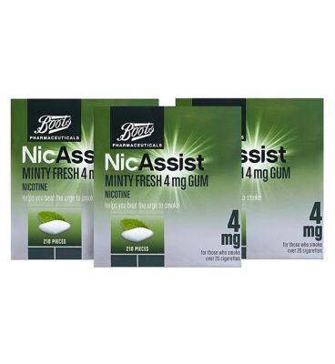 Boots NicAssist Minty Fresh Gum 4mg - 3 x 210 Pieces Bundle GOODS Boots   