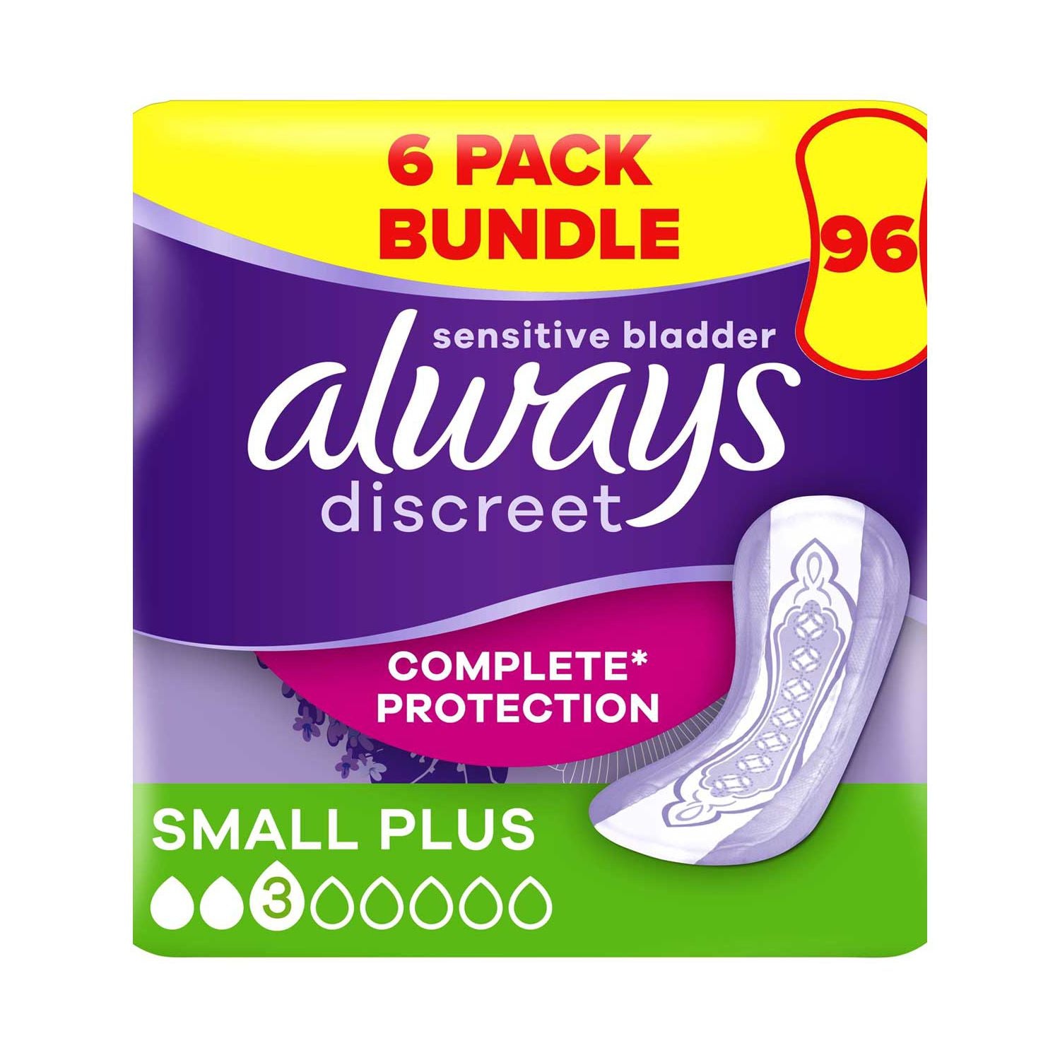 Always Discreet Inkontinenze-Einlagen Small Plus 96 Einlagen, britische Version