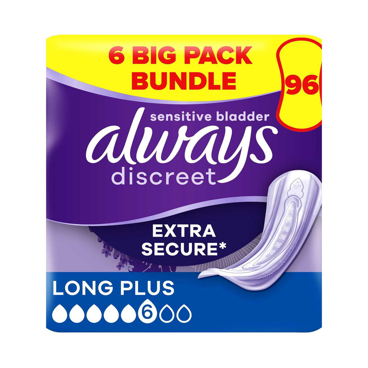 Always Discreet Inkontinenzeinlagen Plus Long 96 Einlagen, importiert aus UK