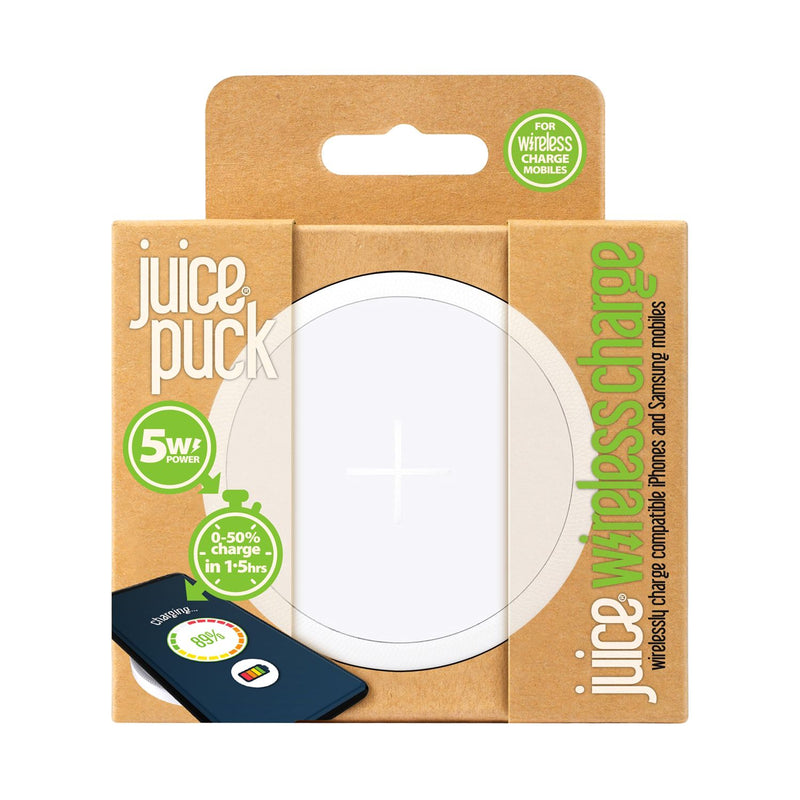 Juice wireless charging puck 5W white, imported from the UK