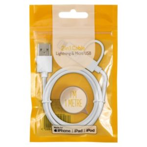 CBL Dual Micro-USB-Lightning-Kabel 1.2 m – Britisches Produkt
