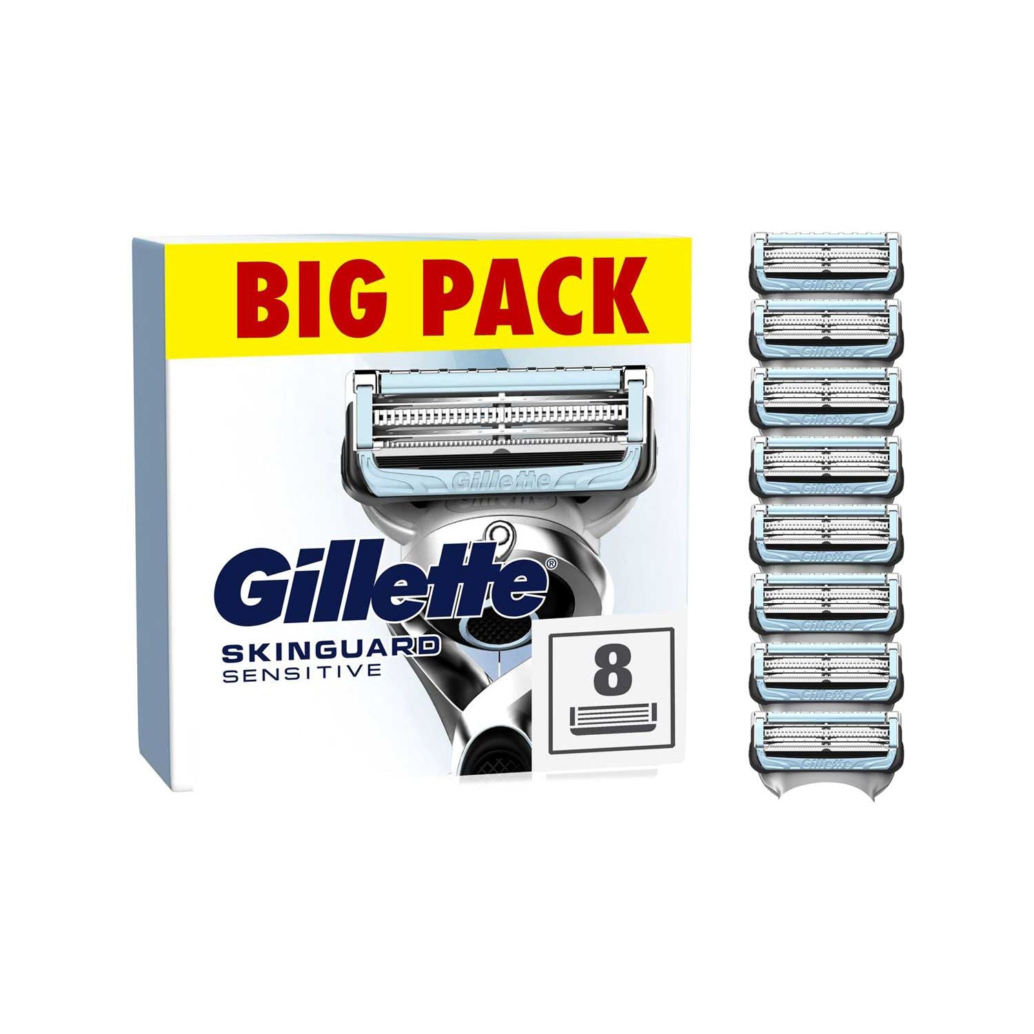 Gillette SkinGuard Sensitive Rasierklingen-Nachfüllpackungen 8 Klingen (britische Marke)