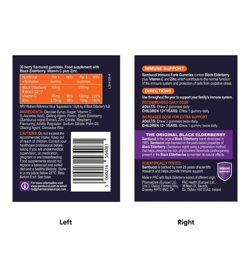 Sambucol Immuno Forte Gummies 30-count - British product