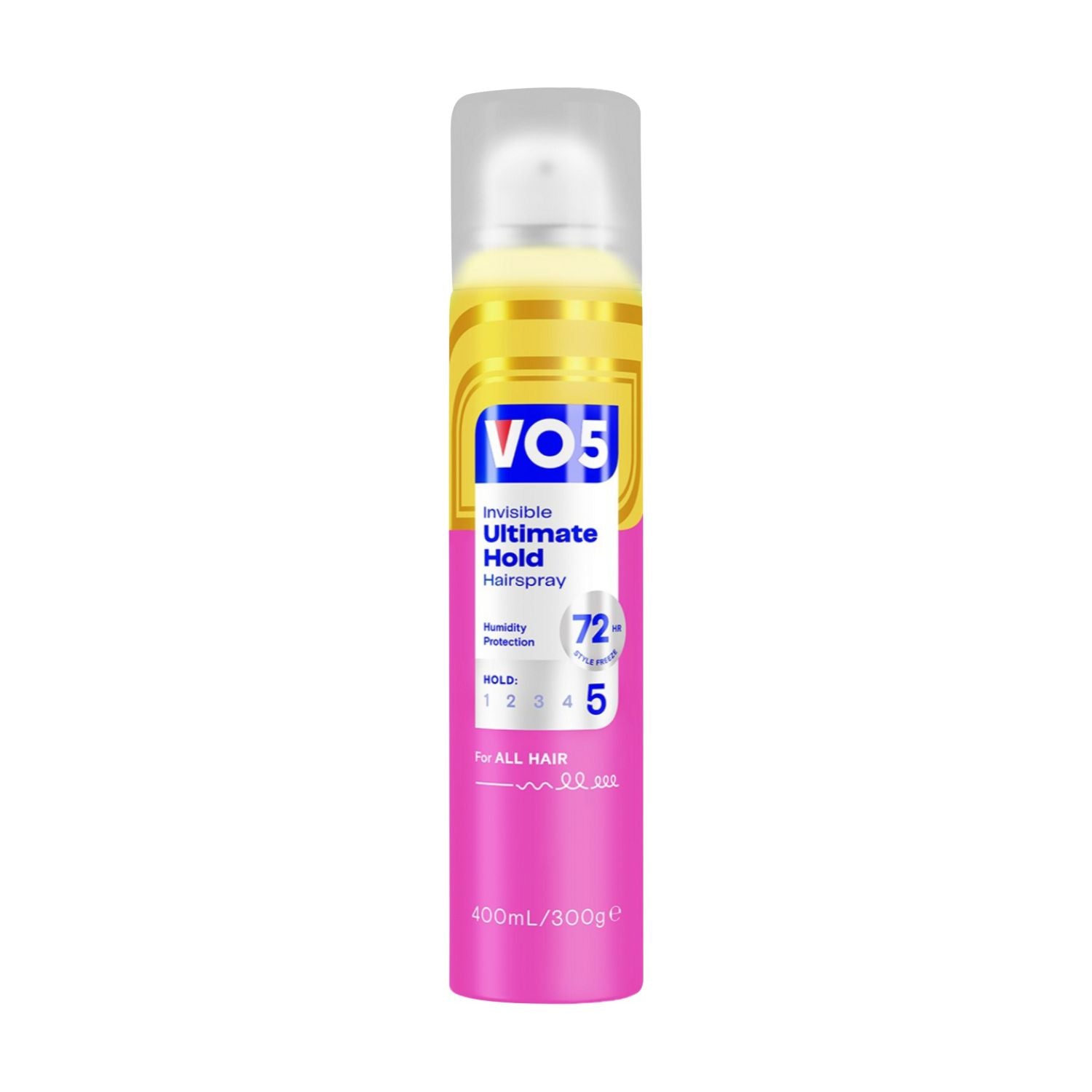 VO5 Ultimate Hold hairspray 400ml aerosol can, UK version