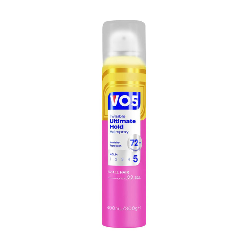 VO5 Ultimate Hold hairspray 400ml aerosol can, UK version