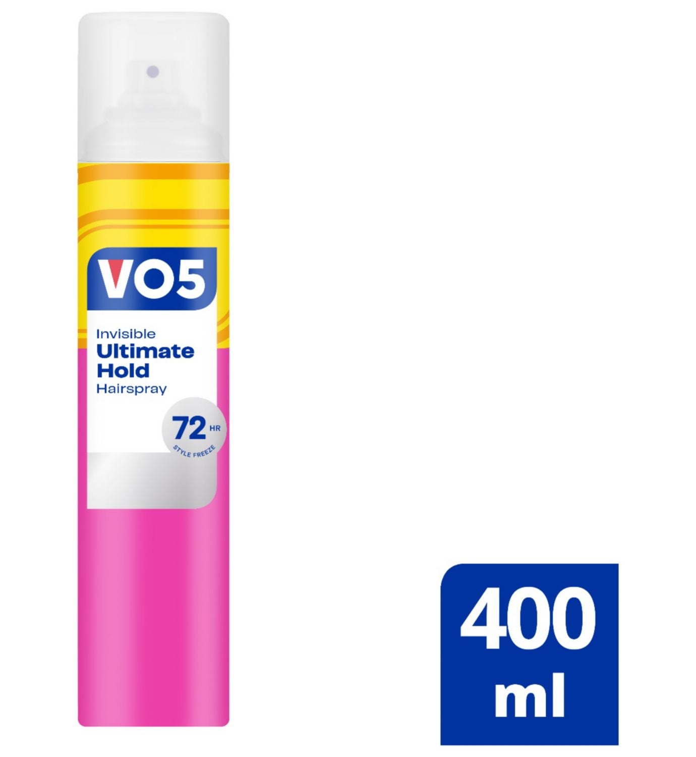 VO5 Ultimate Hold hairspray 400ml aerosol can, UK version