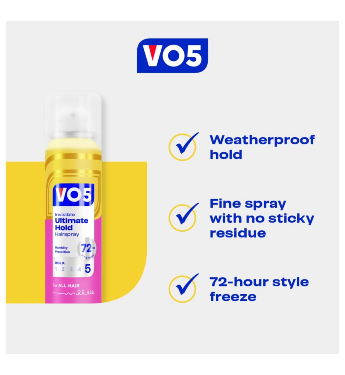 VO5 Ultimate Hold hairspray 400ml aerosol can, UK version