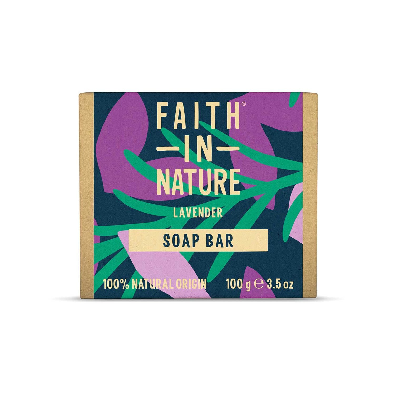 Faith In Nature lavender soap bar 100g, imported from the UK