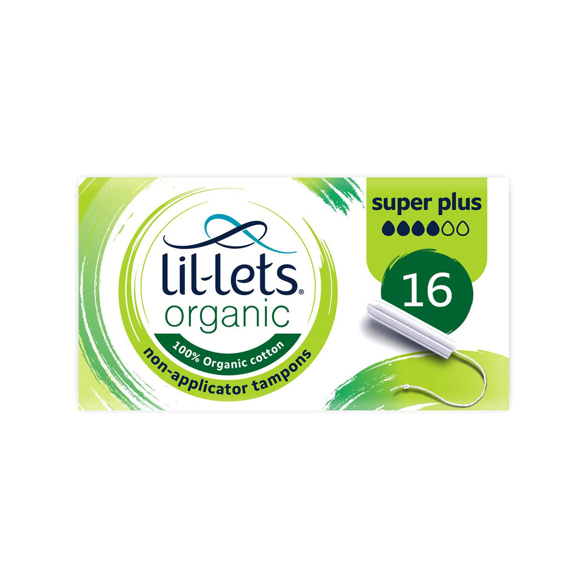 Lil-Lets Bio Tampons ohne Applikator Super Plus 16er Packung – Britisches Produkt