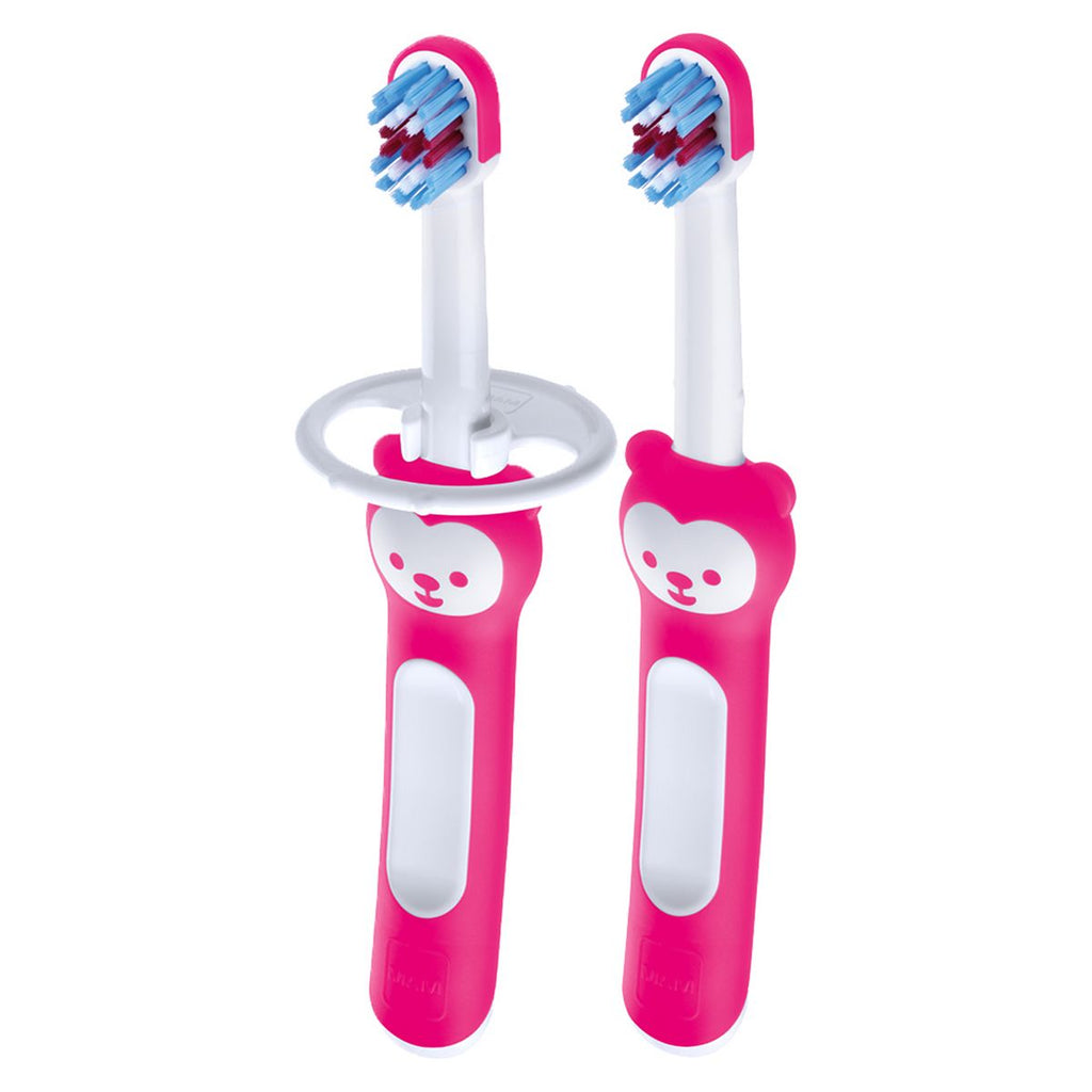 MAM Baby’s Brush with Safety Shield - Double Pack - Pink