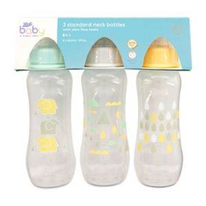 Boots Baby Standard Neck Bottle 260ml 3 Pack Patterned Baby Bottles