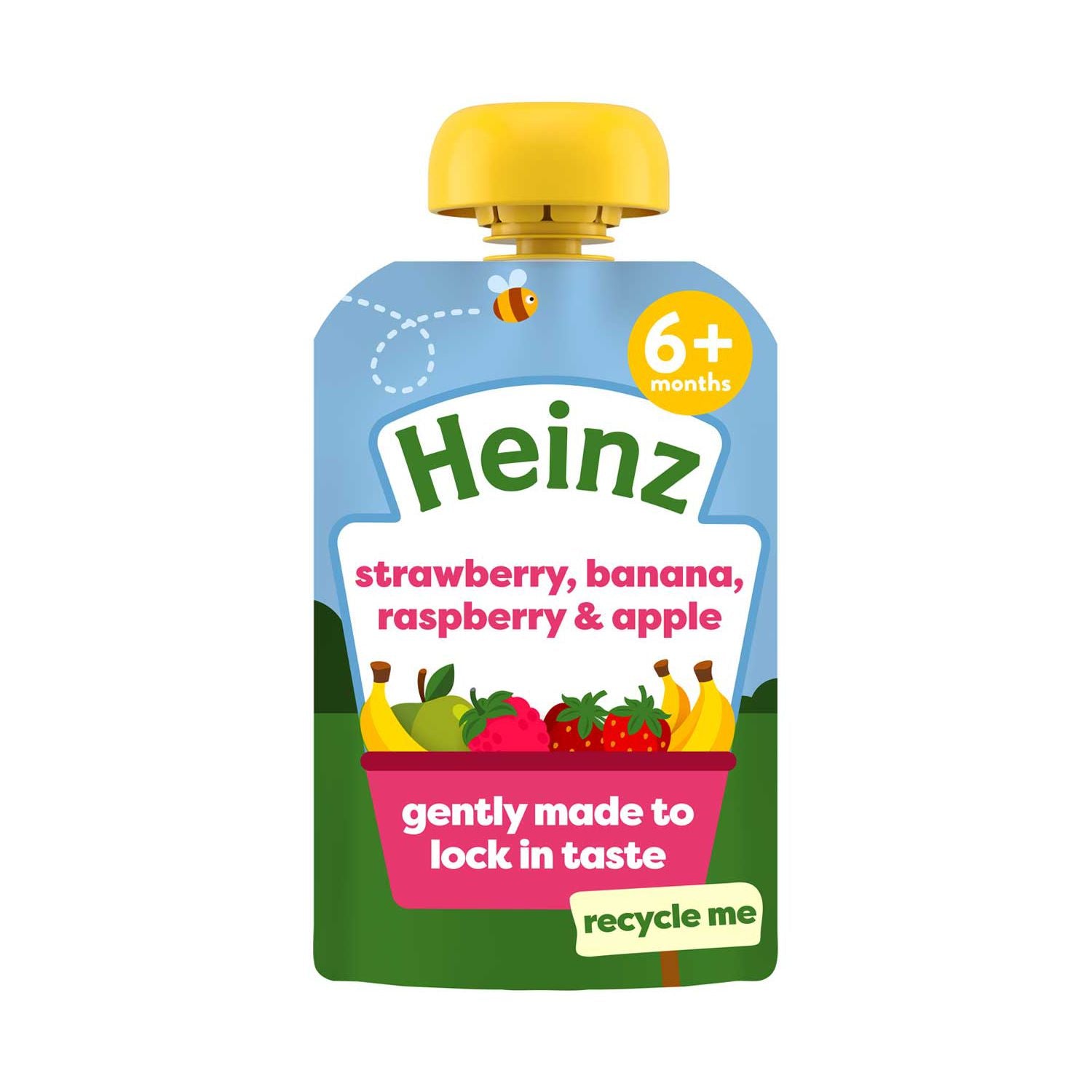 Heinz By Nature jordbær banan bringebær eplepose, UK-versjon