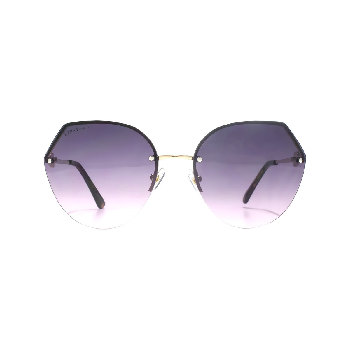 Lipsy light gold rimless sunglasses with diamante temple detailing UK version