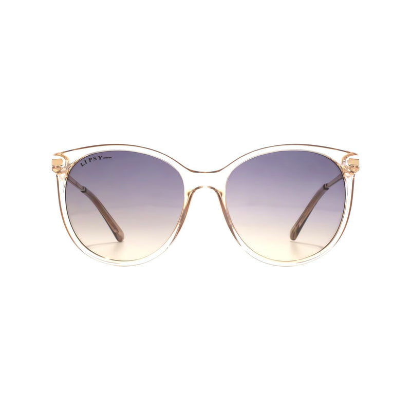 Lipsy sunglasses pale peach rose gold round frame, UK version