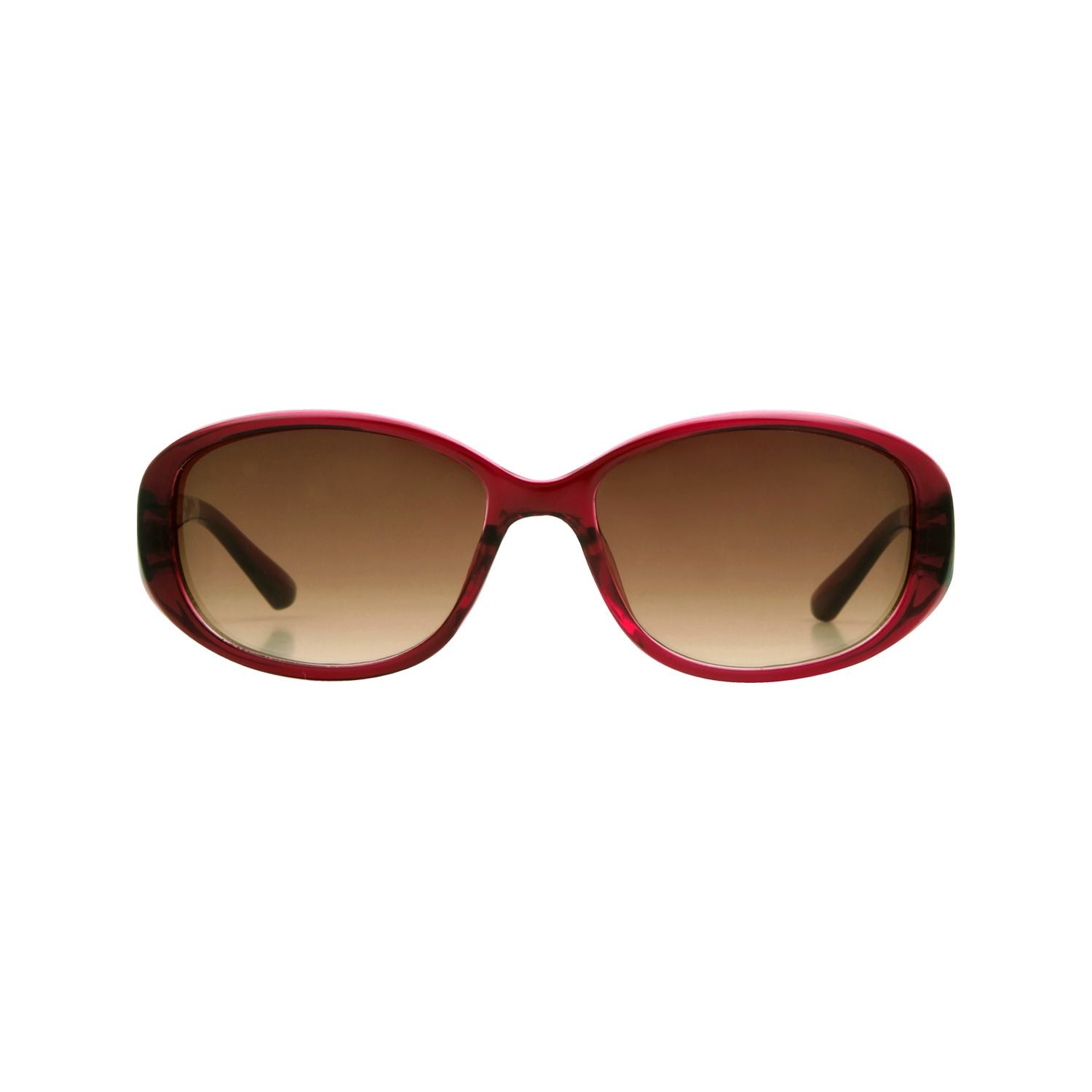 Boots Ladies Sunglasses in Berry Red with oval frame and gradient lenses - British product