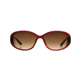 Boots Ladies Sunglasses in Berry Red with oval frame and gradient lenses - British product