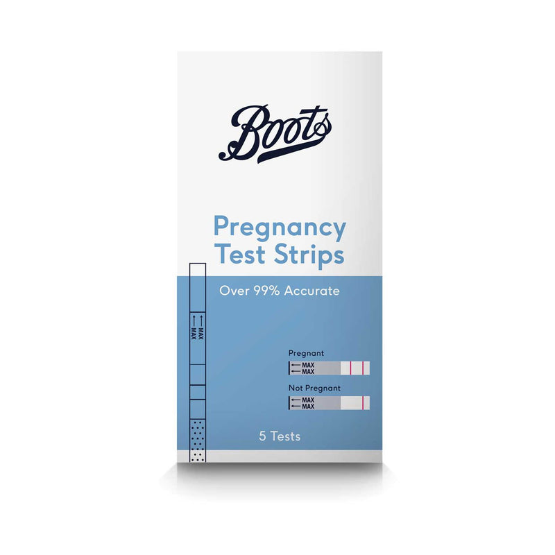 شرائط اختبار الحمل من Boots 5 عبوات، الإصدار البريطاني