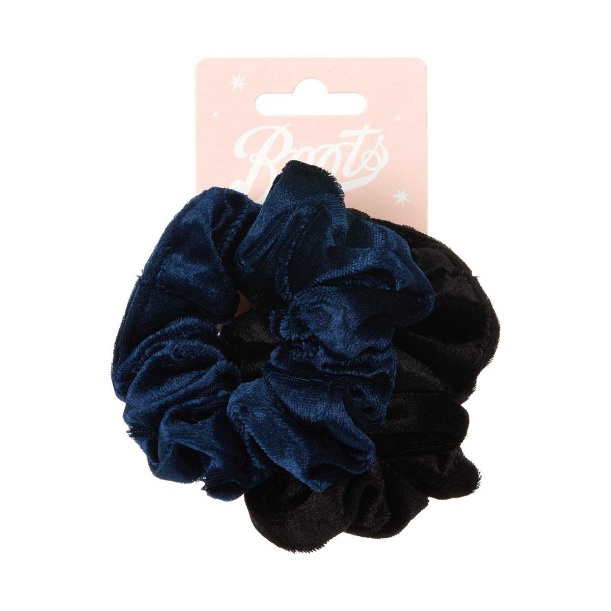 Boots kids velvet scrunchie navy black 2 pack, UK version