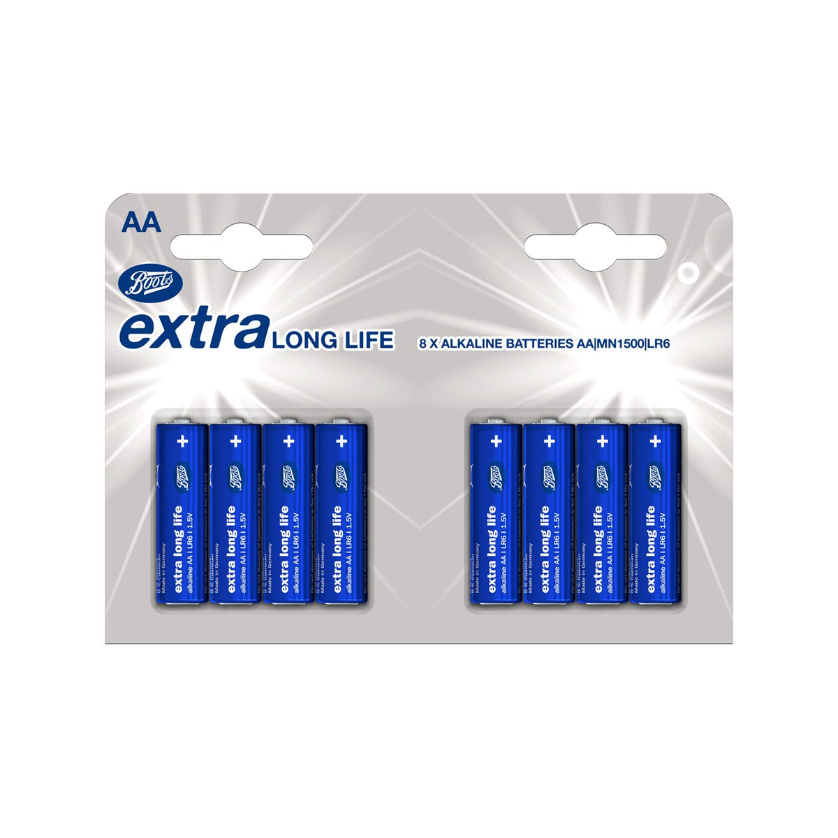 Boots AA alkaline batteries 8 pack - British product