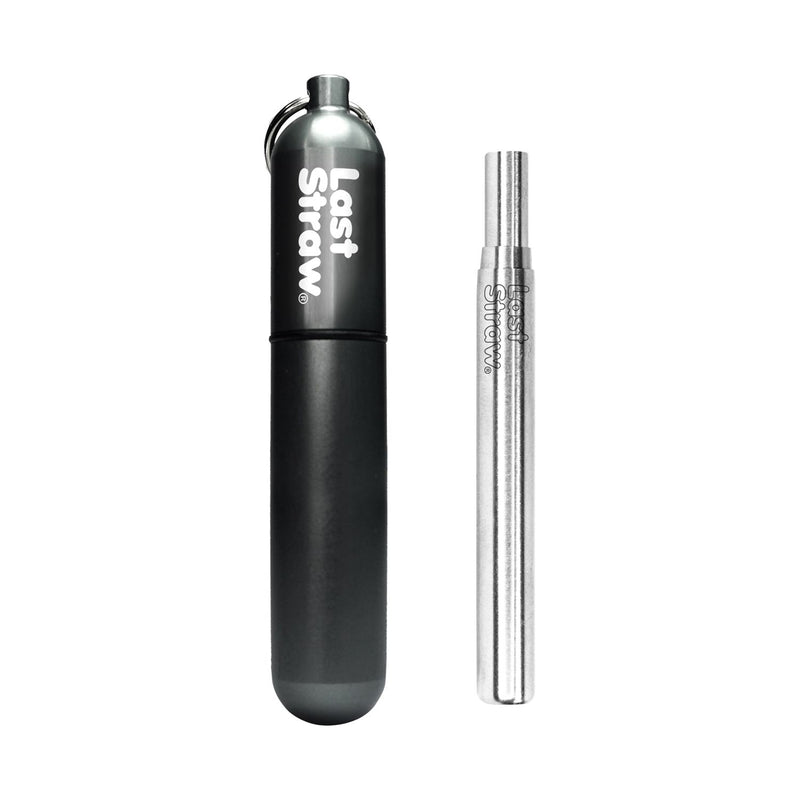 The Last Straw titanium grey reusable straw with case and brush, UK version