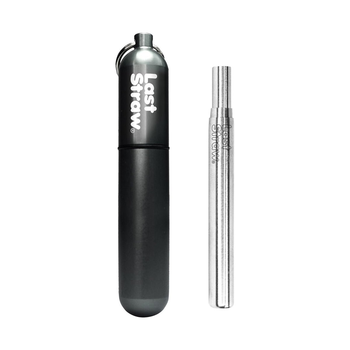 The Last Straw titanium grey reusable straw with case and brush, UK version