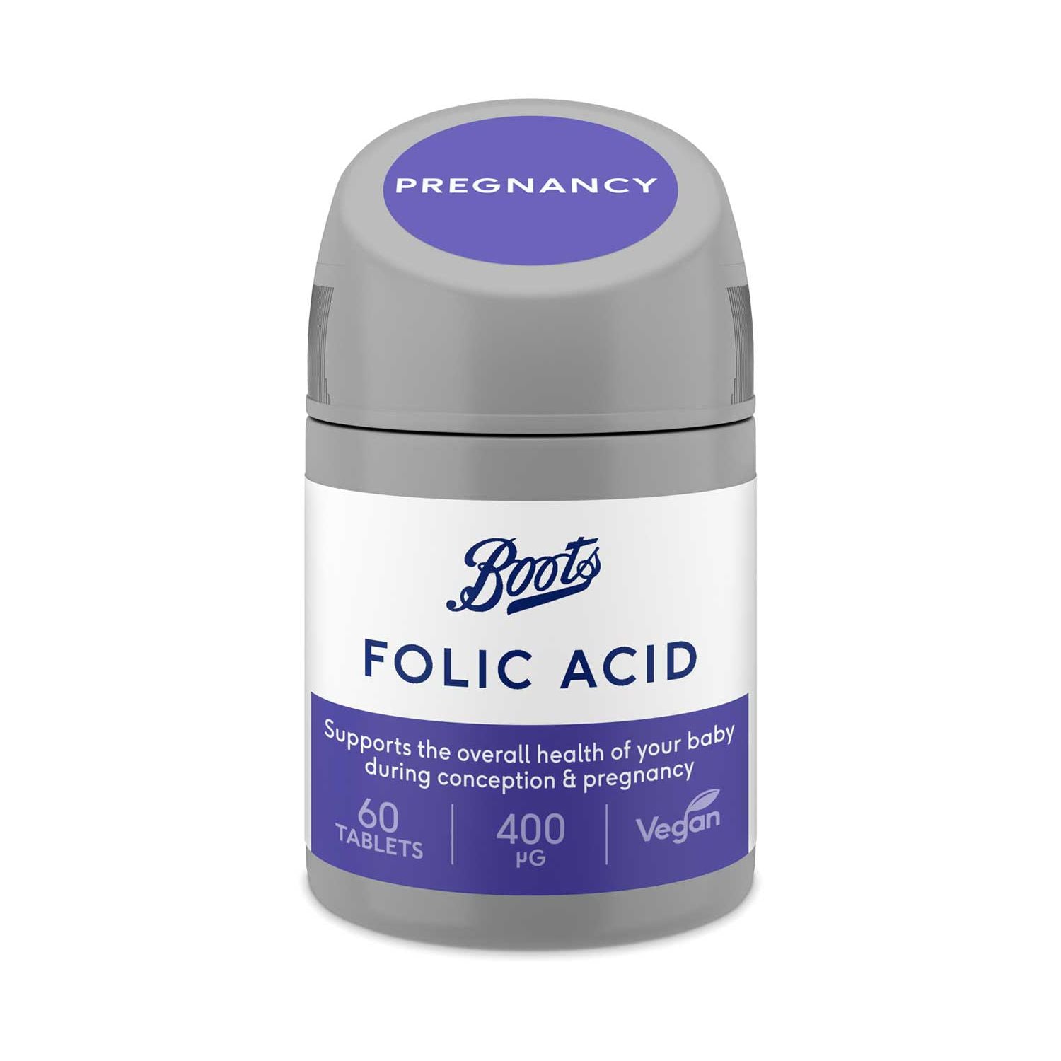 Boots Folic Acid 400ug 60 Tablets dietary supplement - British product