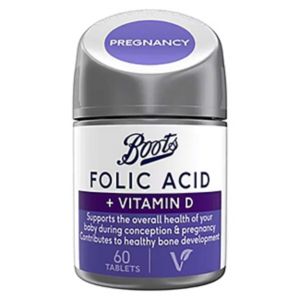 Suplemento de ácido fólico y vitamina D de Boots, 60 comprimidos