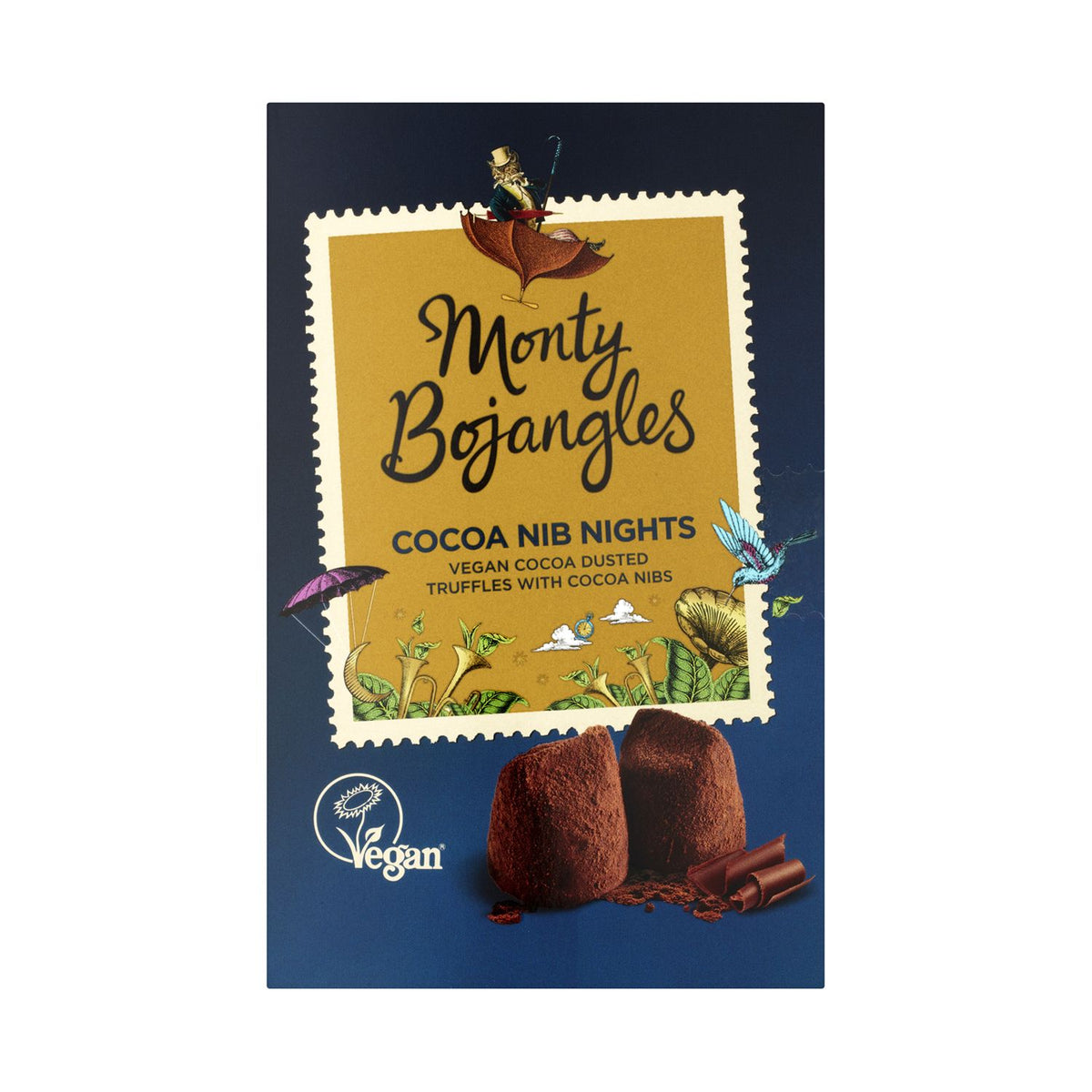 Monty Bojangles Cocoa Nib Nights Treasure Box vegan truffles 180g, imported from the UK