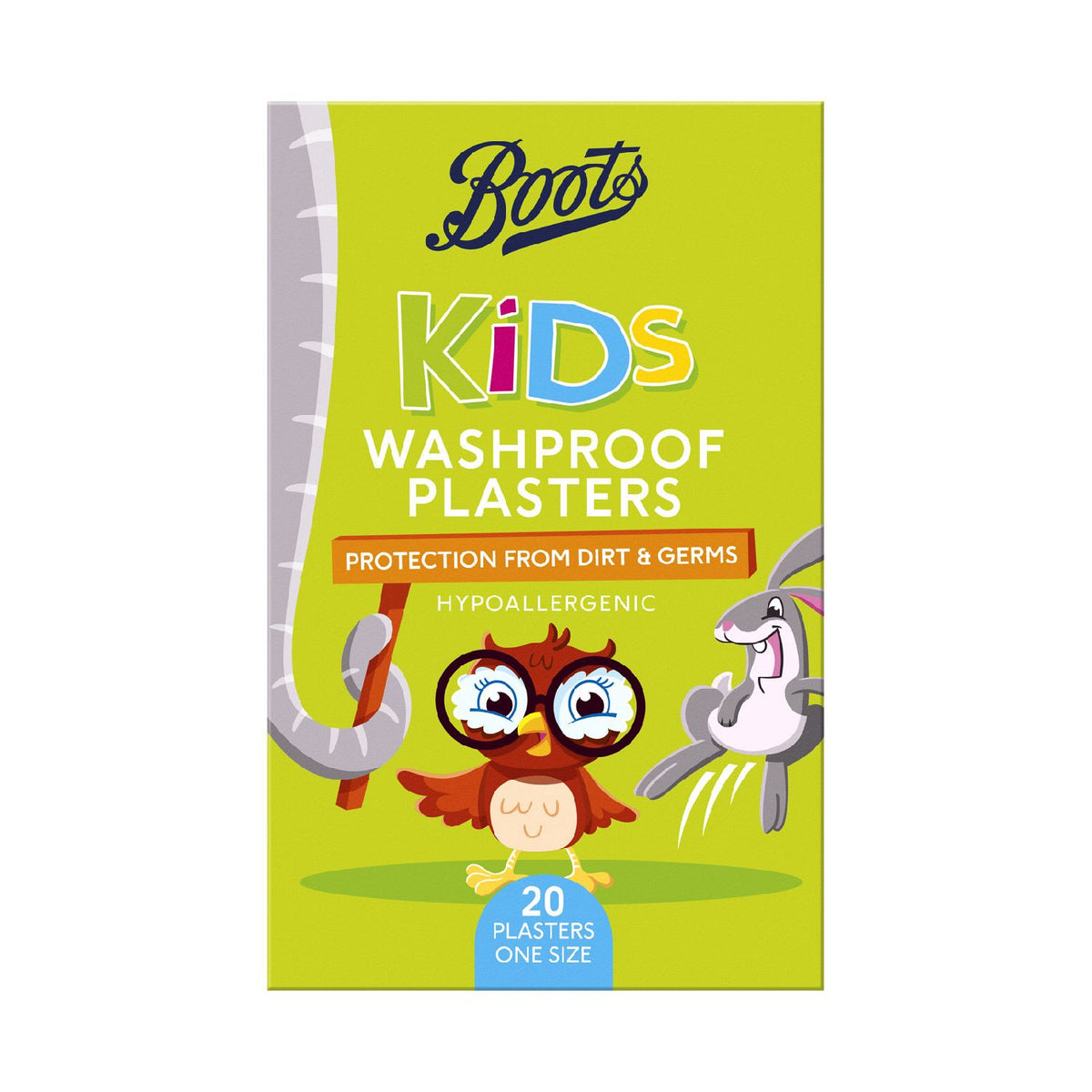 Boots Kids Washproof Plasters 20 pack, imported from the UK