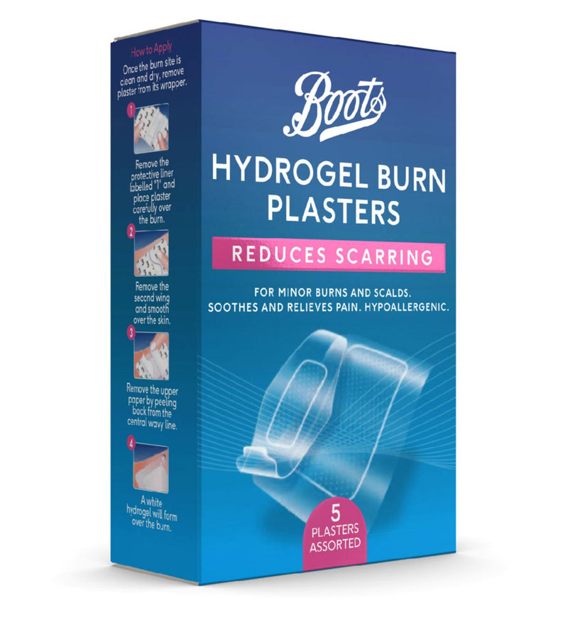 Boots scar reducing hydrogel burn plasters 5 Pack - British product