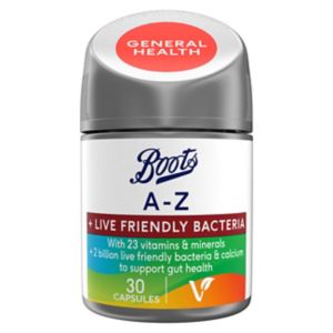 Boots A-Z Multivitamin Plus Live Friendly Bacteria Health Supplement 30 Capsules