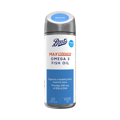 Boots Boots Max Strength Omega 3 Fish Oil 1000 mg Supplement 60 Capsules- Buy online at McGrocer