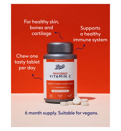 Boots Vitamin C 1000mg Kauabletten Orange 180 Tabletten