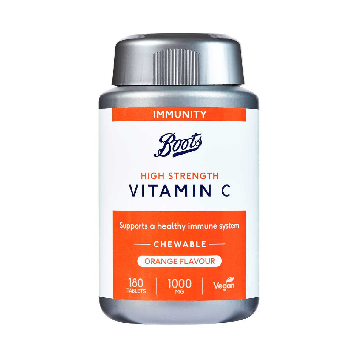 Boots Vitamin C 1000mg Orange Flavour Chewable Tablets 180 - British product