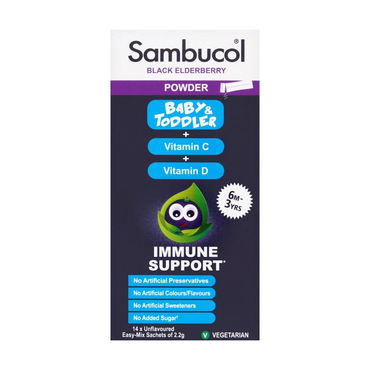 Sambucol baby toddler unflavoured powder 14 sachets (British brand)