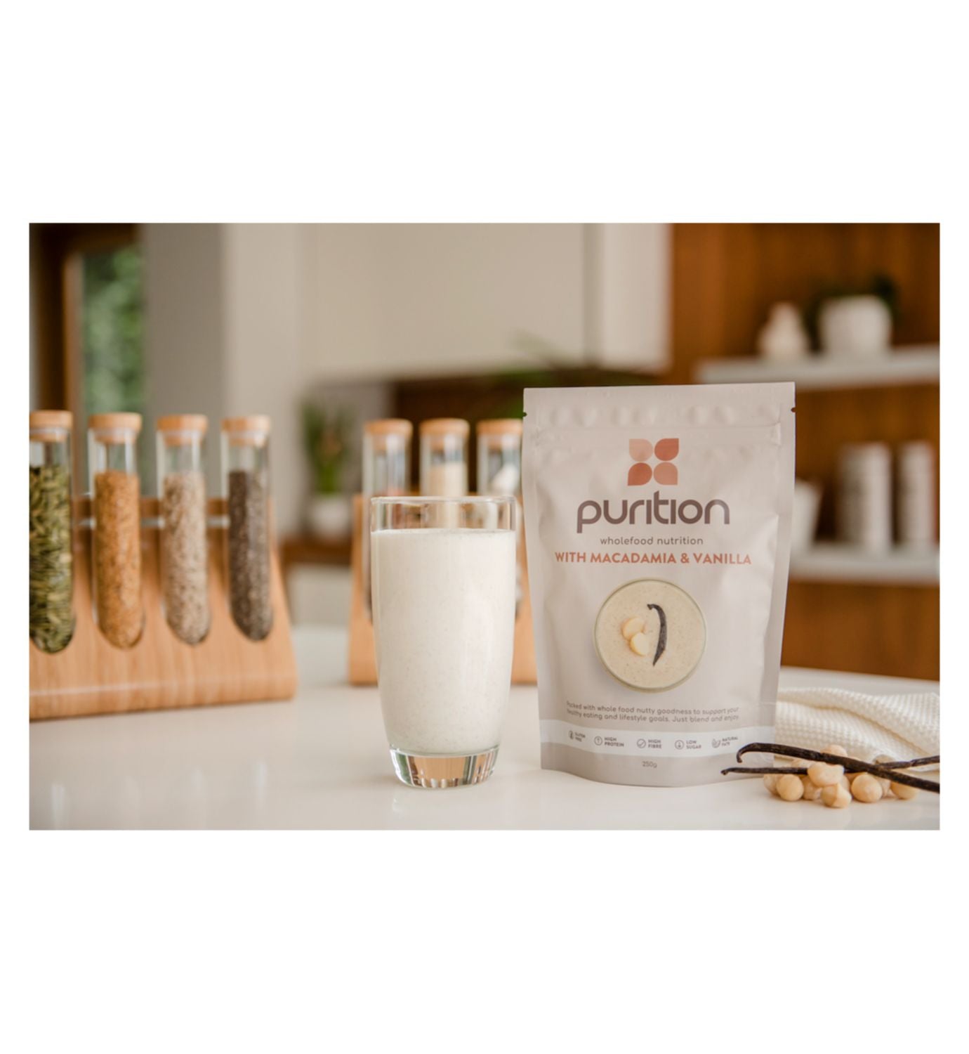 Purition wholefood nutrition powder macadamia and vanilla 250g (British brand)