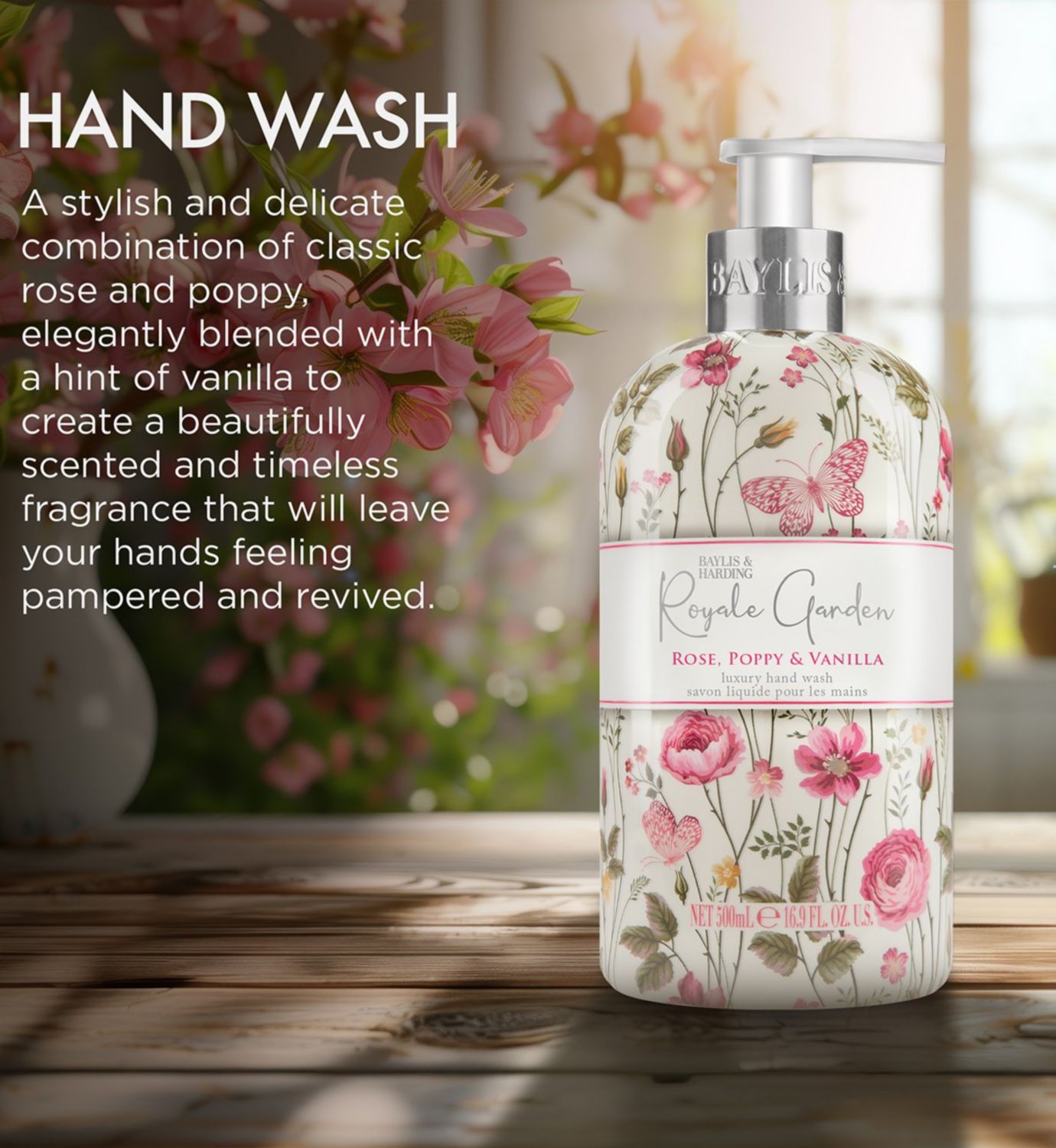 Baylis & Harding hand wash rose vanilla 500ml - British product
