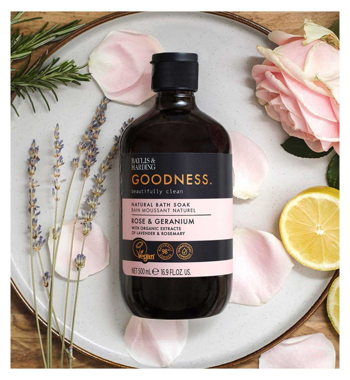 Baylis & Harding Rose & Geranium bath soak 500ml, UK version
