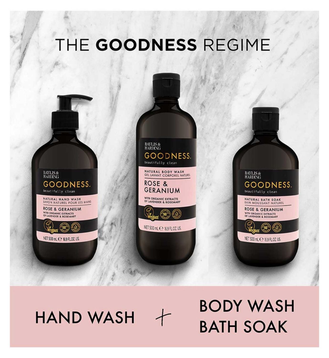 Baylis & Harding Rose & Geranium bath soak 500ml, UK version