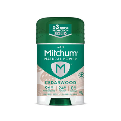 Boots Mitchum Men Natural Power Cedarwood Antiperspirant Deodorant Stick 40g- Buy online at McGrocer