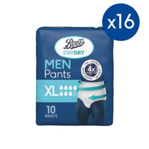Boots Staydry Menn XL Inkontinentbukser 160 Antall (16 Pakke)