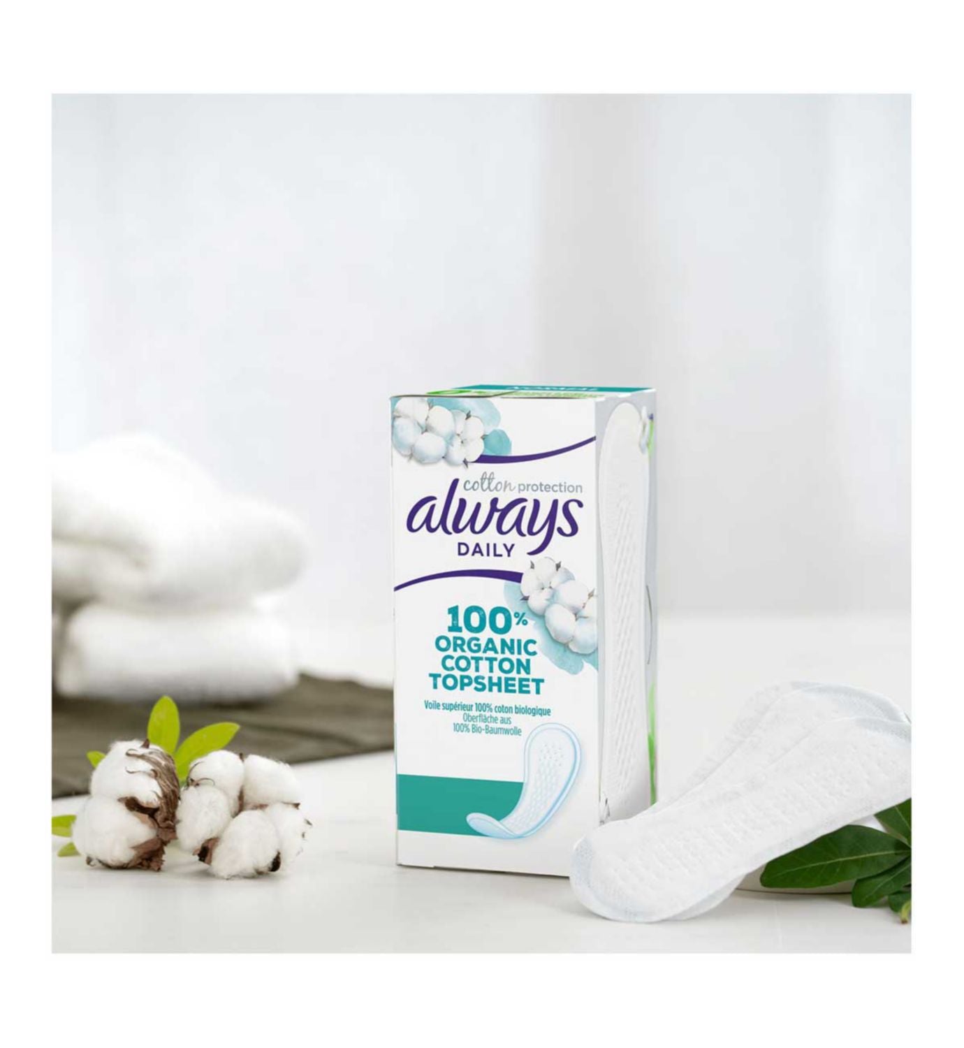 Always Dailies Cotton Protection panty liners normal 28 count, imported from the UK