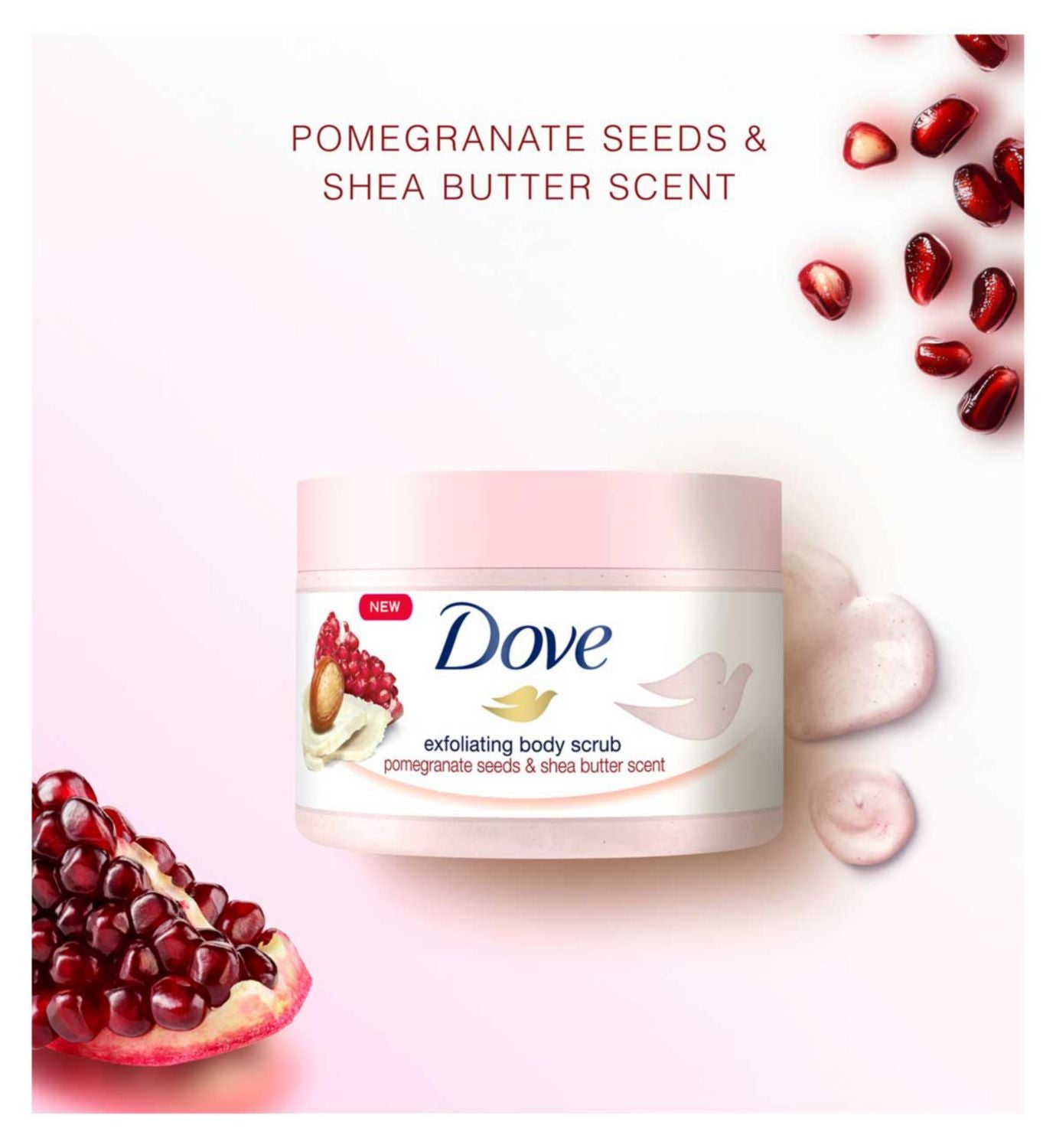 Dove Pomegranate Seeds Shea Butter body scrub 225 ml - British product