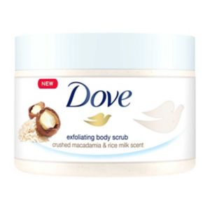 Dove body scrub crushed macadamia rice milk 225ml - British product