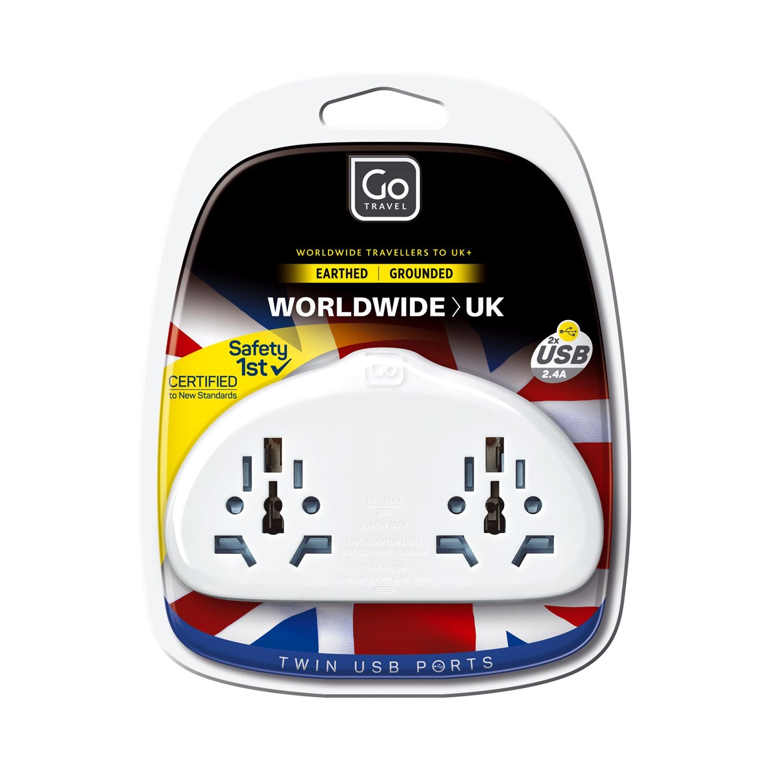 Go Travel World UK adapter duo with USB (British brand)
