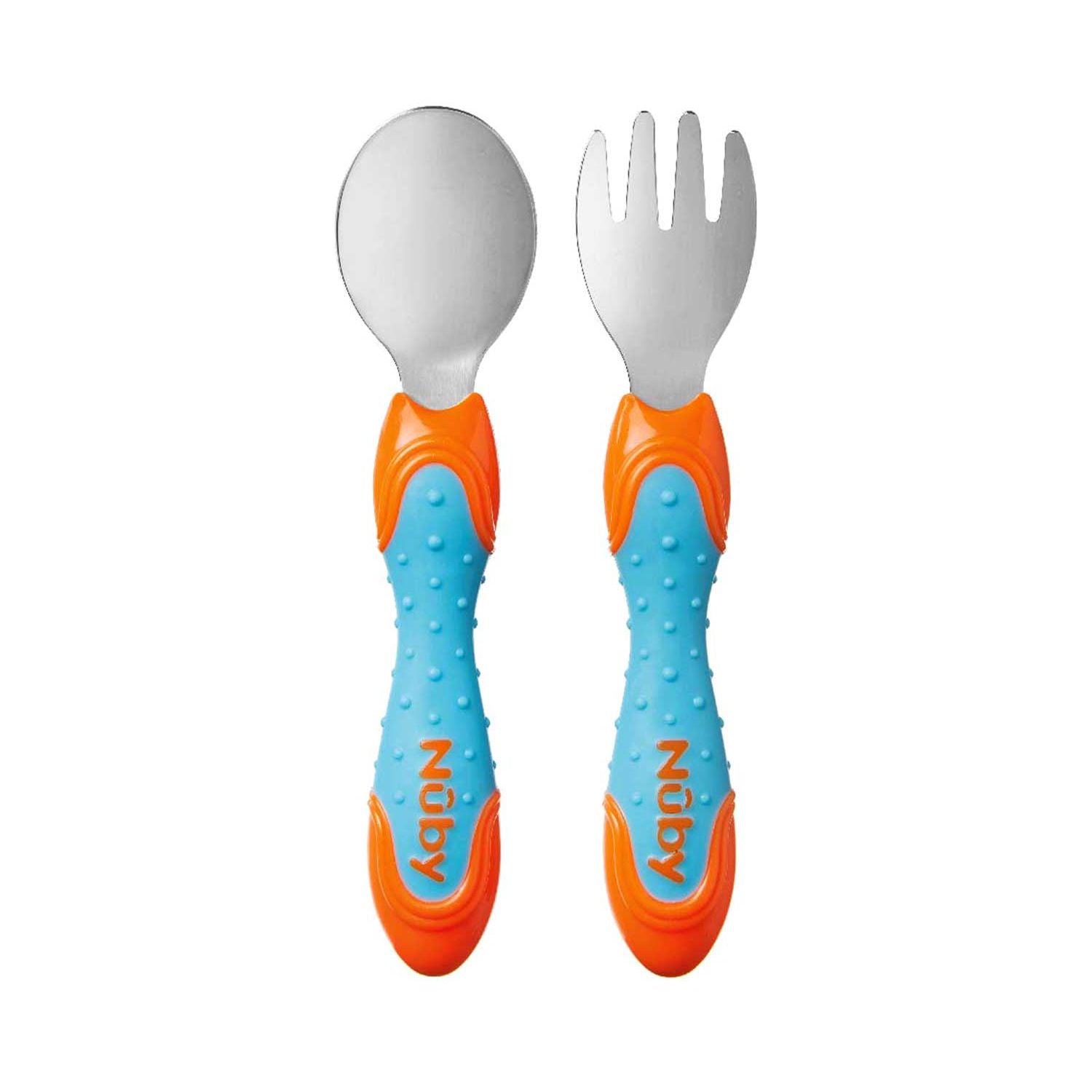Nuby stainless steel cutlery set for babies, imported from the UK
