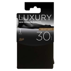 Boots 30 Denier Opaque Velvet Soft Tights Black Large