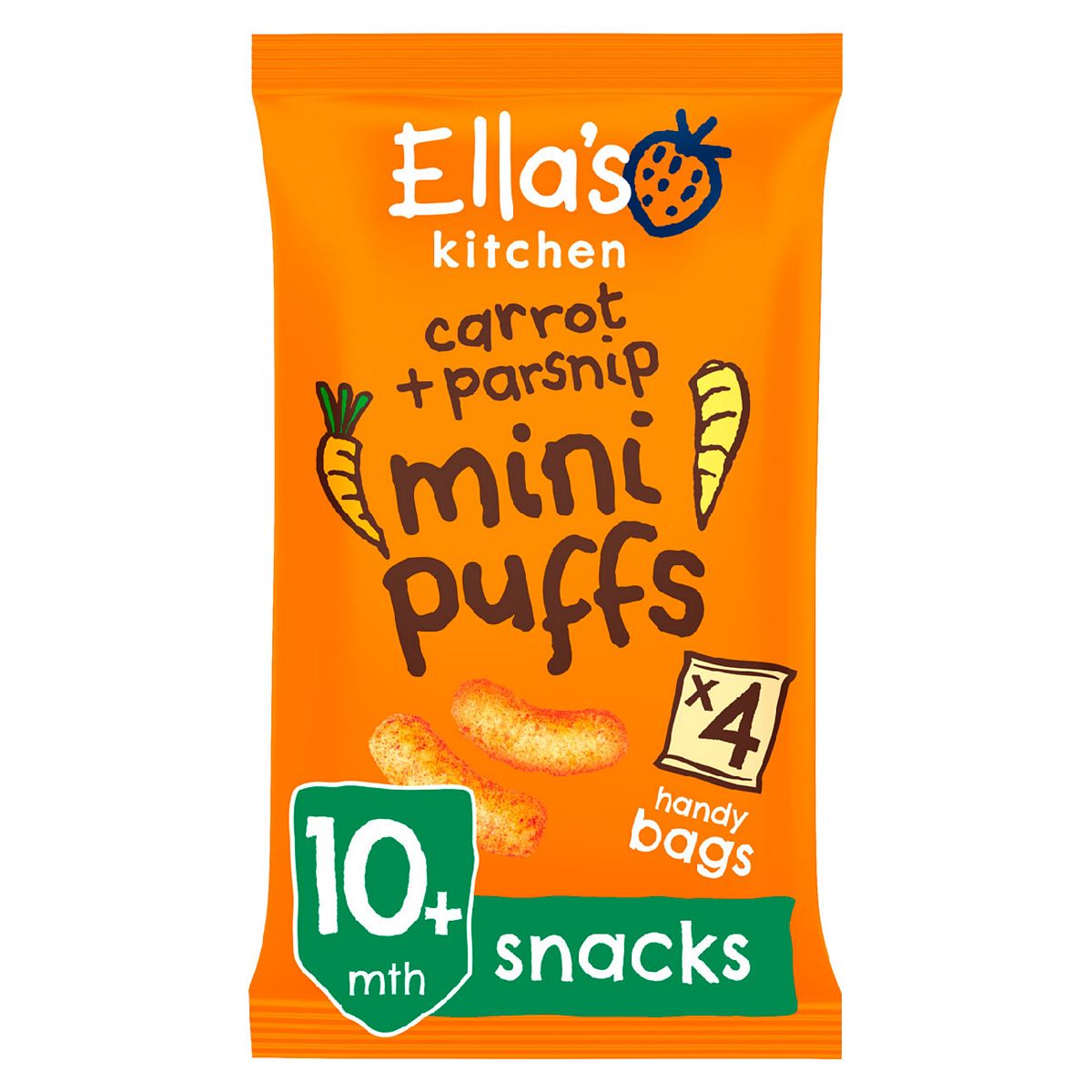 Ella's Kitchen Organic Carrot and Parsnips Mini Puffs Multipack Baby Snack 10+ Months 4x8g GOODS Boots   