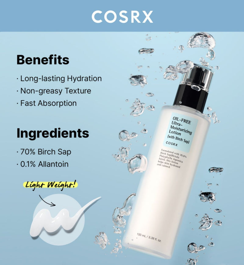 COSRX Oil Free Ultra Moisturizing Lotion 100ml, imported from the UK