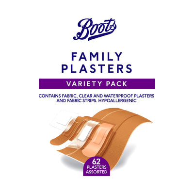 Boots Boots Variety Pack Family Plasters - 62 Pack- Buy online at McGrocer